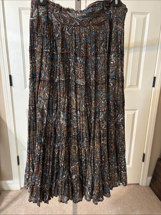 Dresses & Skirts - Boho Paisley Maxi Skirt in Brown and Teal